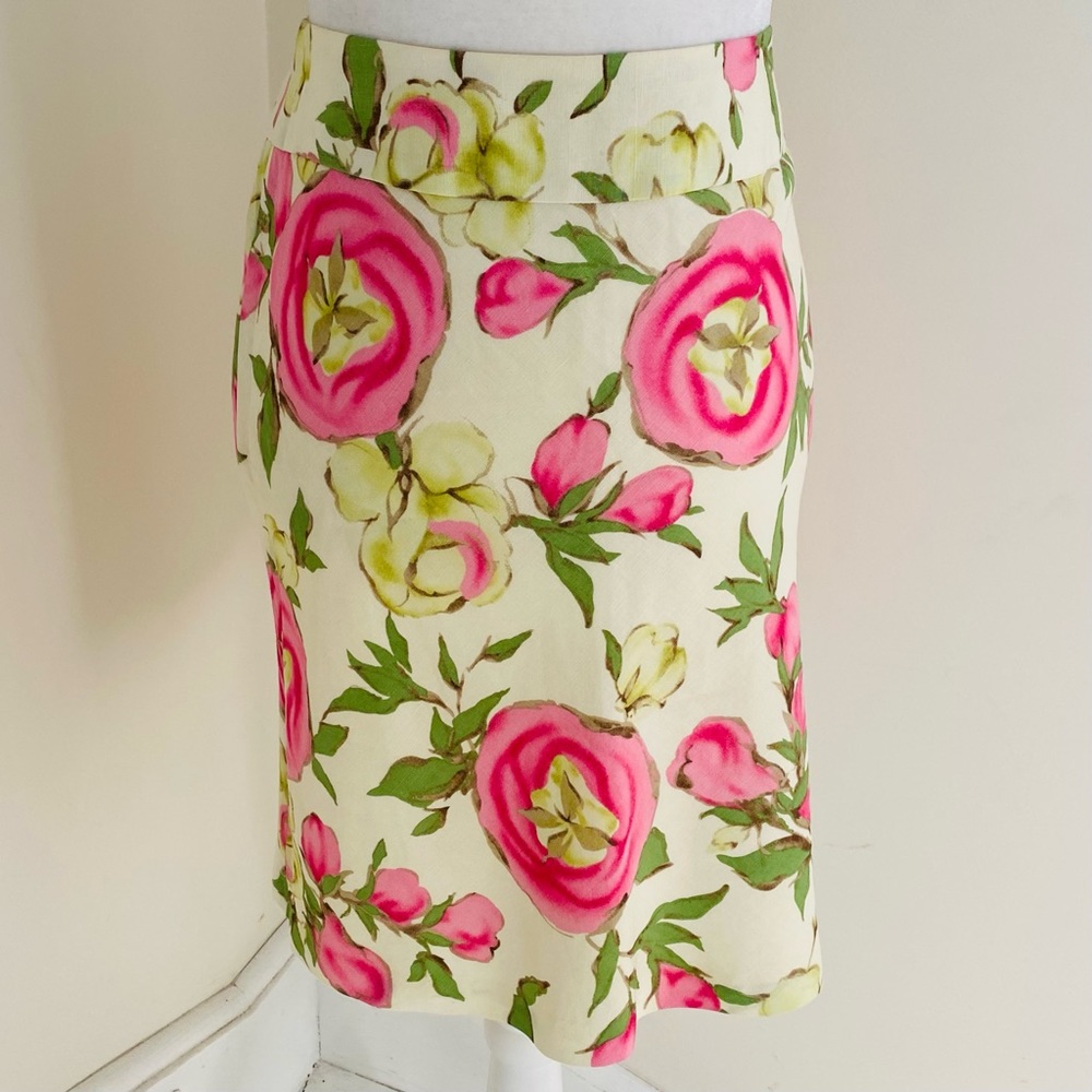 ANN TAYLOR LOFT floral linen blend pencil skirt (size 2P)